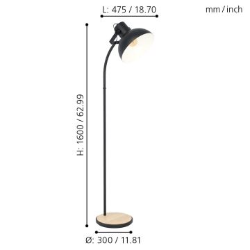 Eglo - Podna lampa 1xE27/28W/230V - FSC certificirano