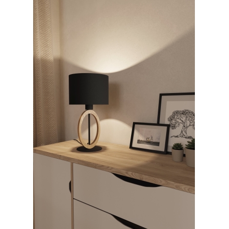 Eglo 56165 - Stolna lampa BASILDON 1xE27/40W/230V crna/smeđa