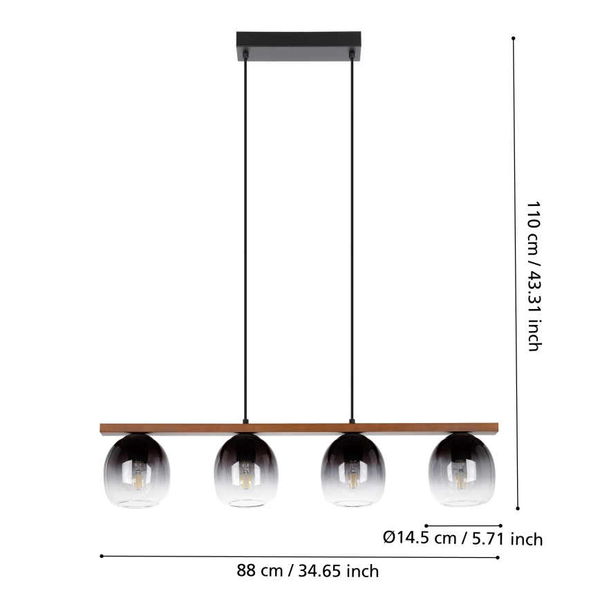 Eglo - Luster na sajli 4xE27/40W/230V