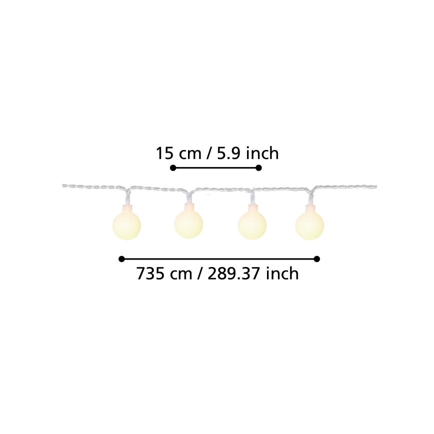 Eglo - LED Vanjski dekorativni lanac 50xLED/0,066W/4,5V IP44