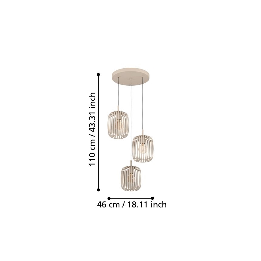 Eglo - Luster na sajli 3xE27/40W/230V bež