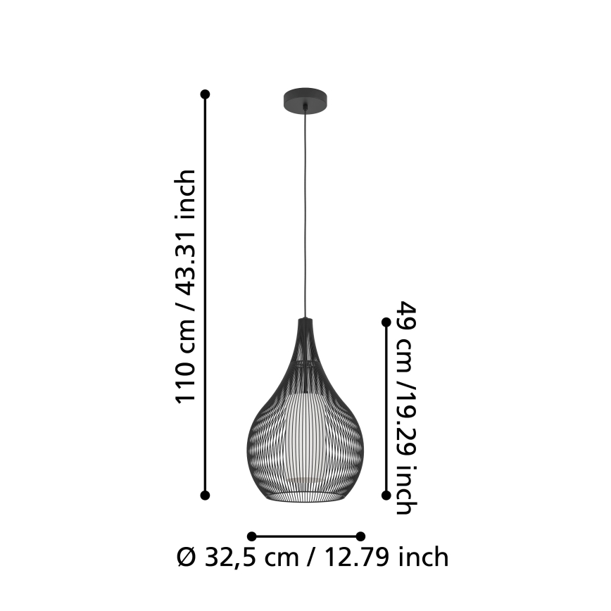 Eglo - Luster na sajli 1xE27/40W/230V crna