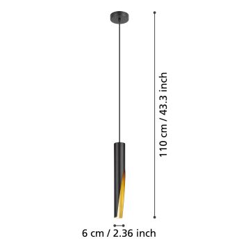 Eglo - LED Luster na sajli 1xGU10/4,5W/230V crna/zlatna