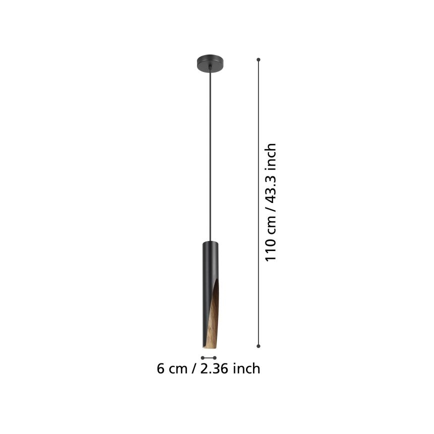 Eglo - LED Luster na sajli 1xGU10/4,5W/230V crna/smeđa