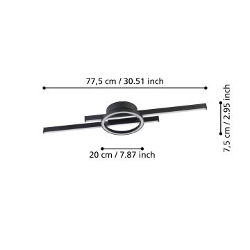 Eglo - LED RGBW Prigušiva stropna svjetiljka LED/23,5W/230V 2700-6500K crna + daljinski upravljač