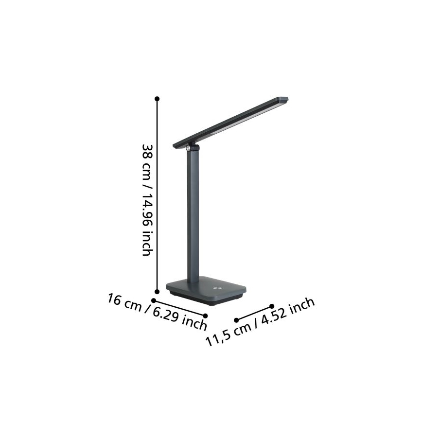 Eglo - LED Prigušiva punjiva stolna lampa LED/3,6W/5V 1800mAh siva