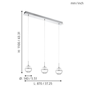 Eglo 93784 - LED Viseća svjetiljka MONTEFIO 1 3xLED/5W/230V