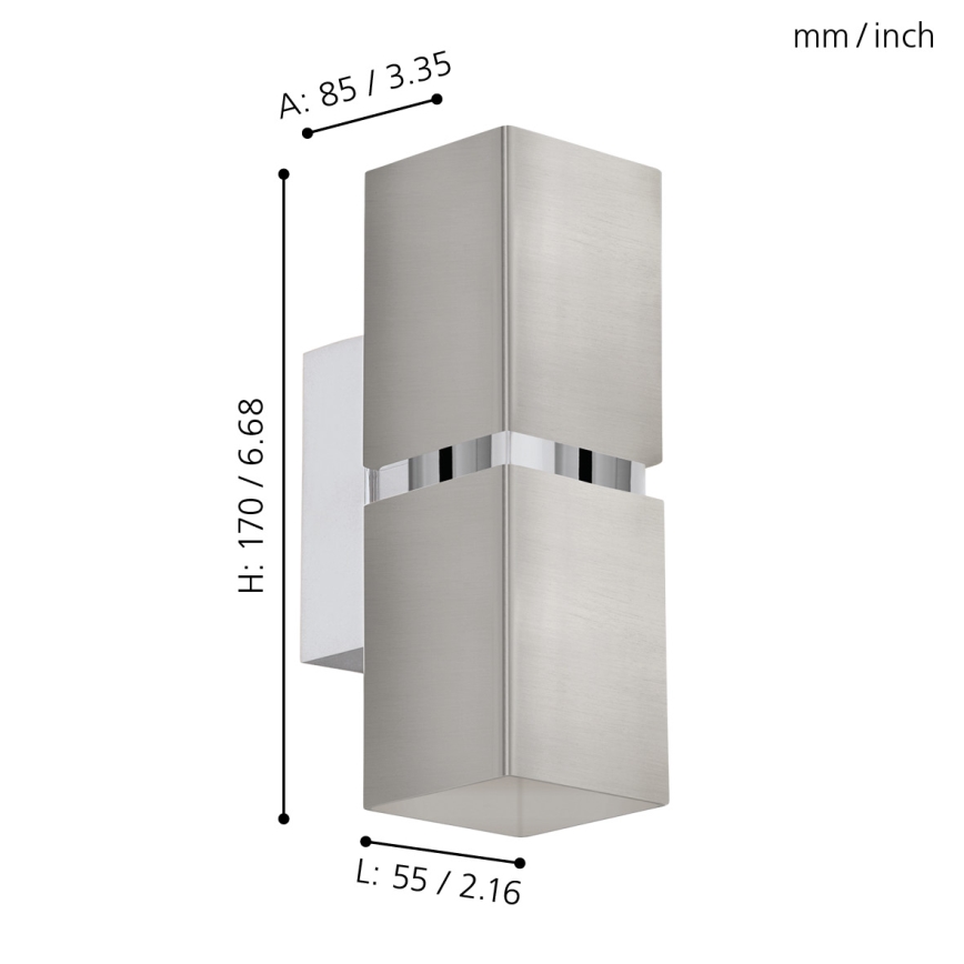 Eglo - LED Zidna svjetiljka 2xGU10/3.3W/230V uglate