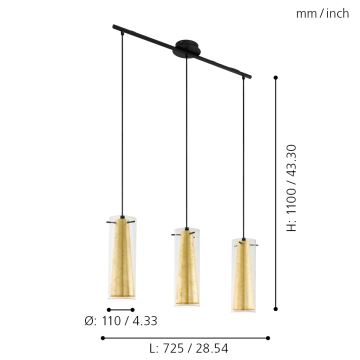 Eglo - Luster na sajli 3xE27/60W/230V