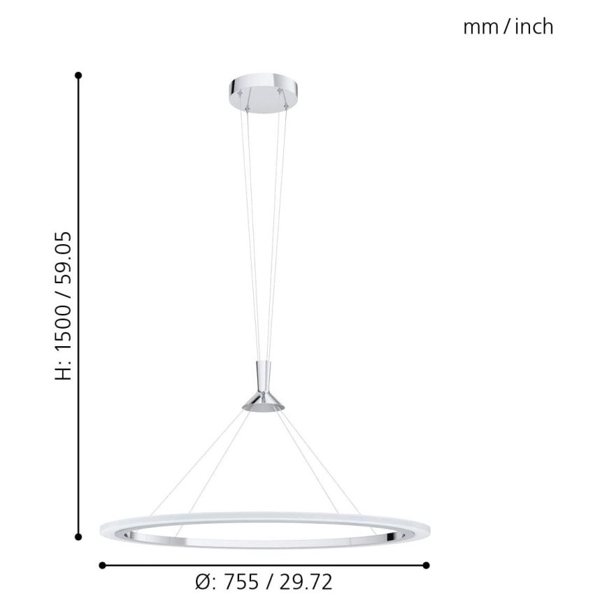 Eglo - LED RGB Prigušivi luster na sajli HORNITOS-C LED/37W/230V + DU