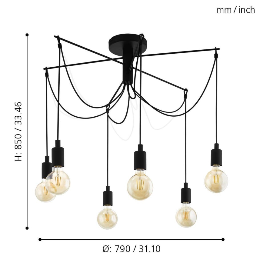 Eglo - Luster na sajli 6xE27/60W/230V