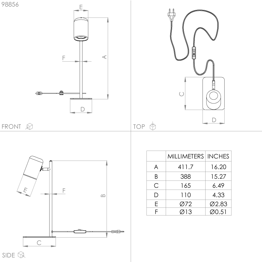 Eglo - LED Stolna lampa 1xGU10/4,5W/230V bijela