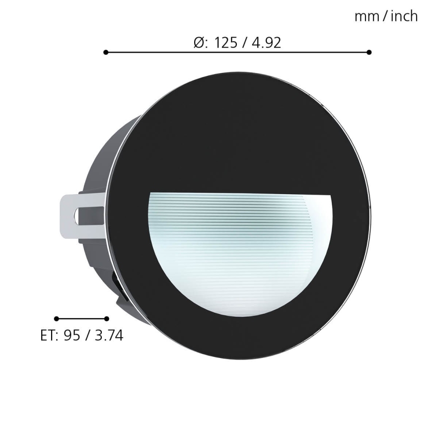 Eglo - LED Vanjska ugradbena svjetiljka LED/2,5W/230V IP65 crna