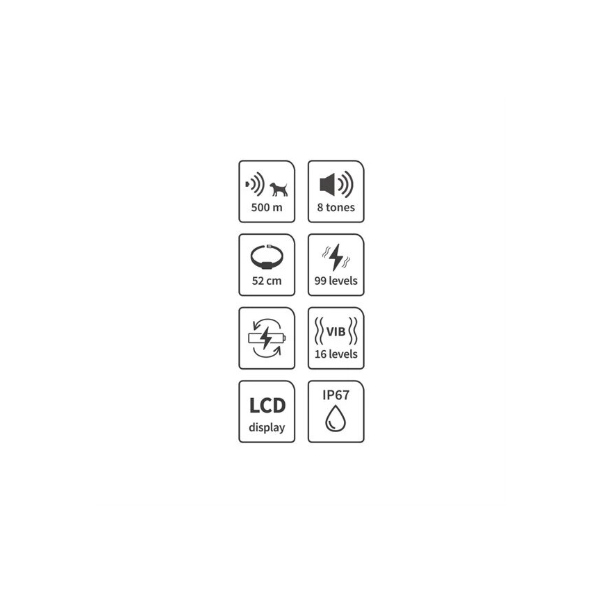 Električna ogrlica za dresuru pasa 52cm 500m 3,7V IP67