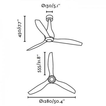 FARO 32028 - Stropni ventilator MINI ETERFAN crna + daljinski upravljač