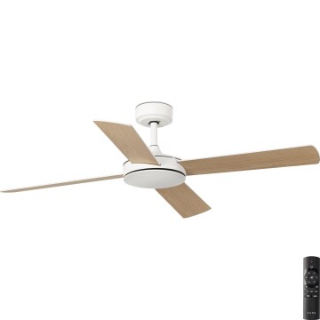 FARO 33350DC - Stropni ventilator MALLORCA L bijela/smeđa pr. 132 cm + daljinski upravljač