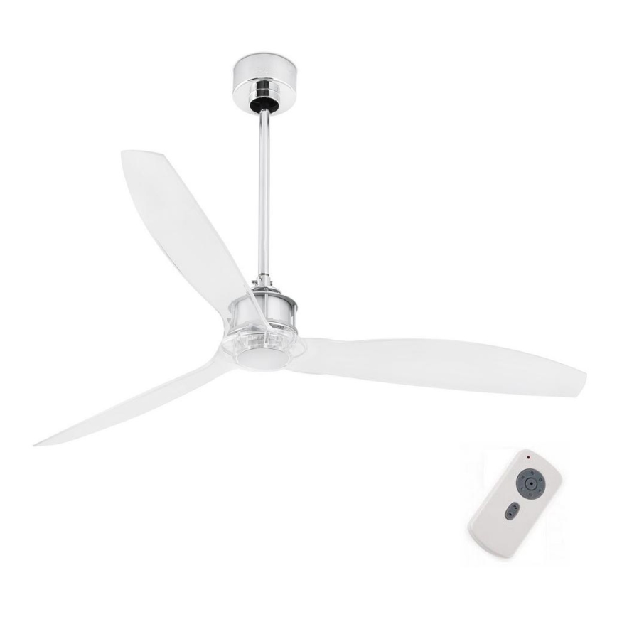 FARO 33394 - Stropni ventilator JUST FAN sjajni krom/prozirna + daljinski upravljač