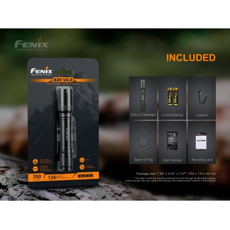 Fenix E20V20 - LED Baterijska svjetiljka LED/2xAA IP68 350 lm 200 h