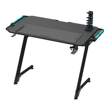 Gaming stol SNAKE s LED RGB pozadinskim osvjetljenjem 100x60 cm crna