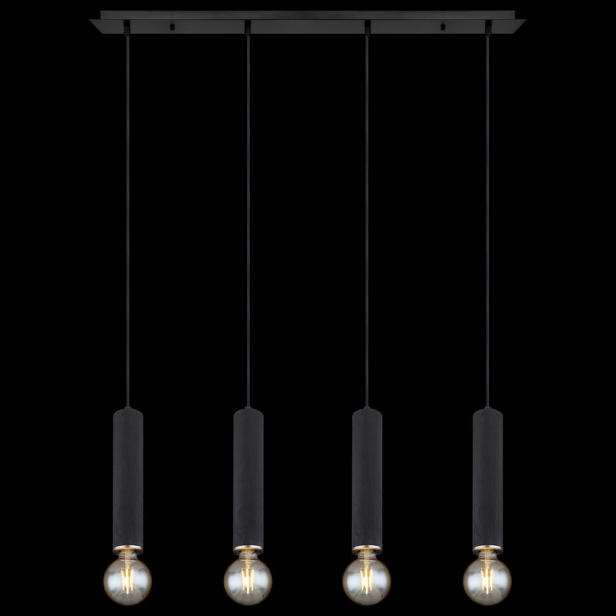 Globo - Luster na sajli 4xE27/60W/230V crno drvo