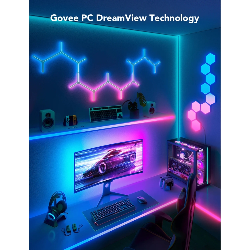 Govee - Dreamview G1 Smart LED RGBIC pozadinsko osvjetljenje monitora 27-34" Wi-Fi
