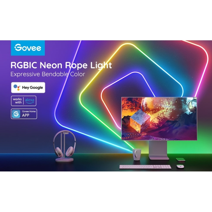 Govee - Neon SMART fleksibilna LED traka RGBIC 2m Wi-Fi IP67