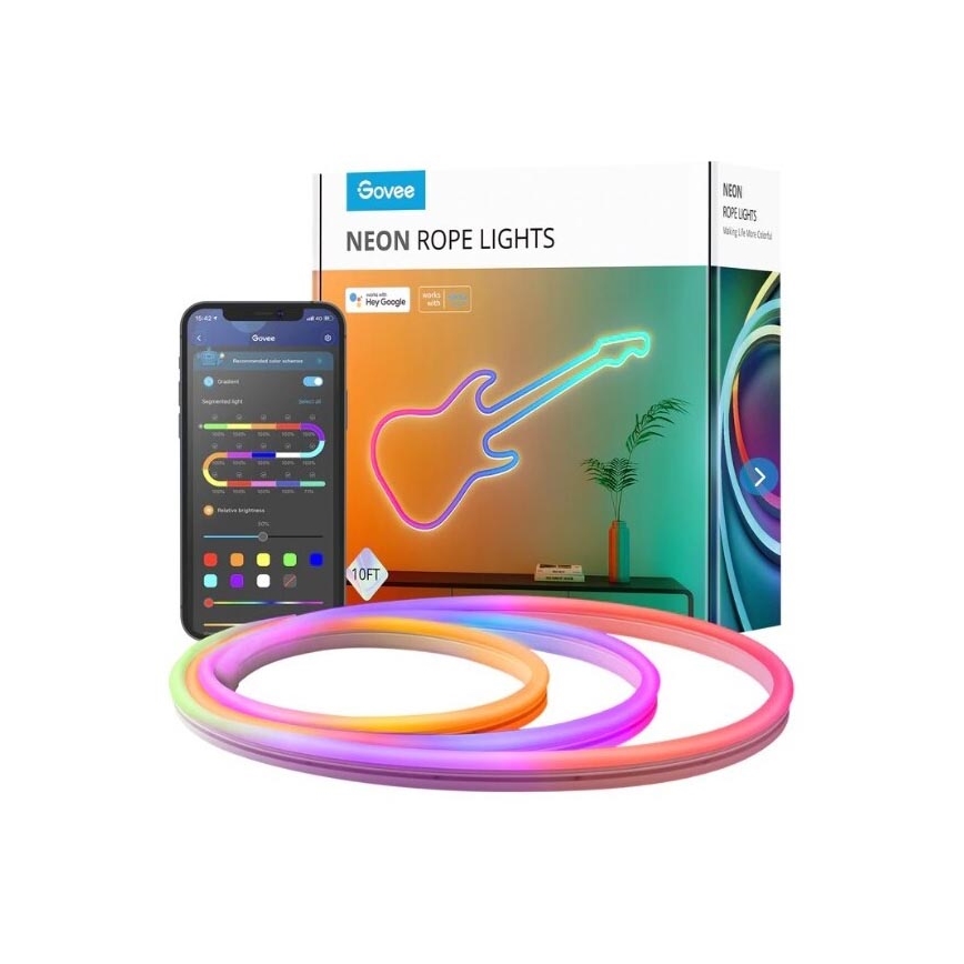 Govee - Neon SMART fleksibilna LED traka - RGBIC - 3m Wi-Fi IP67