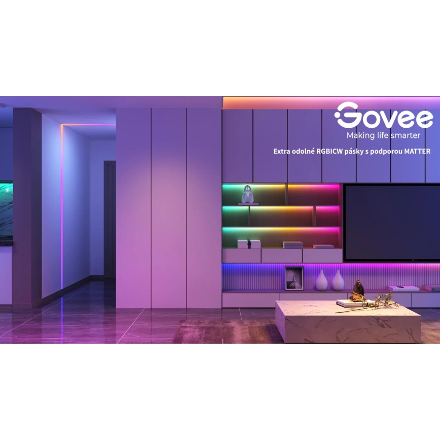 Govee - Wi-Fi RGBICW Smart PRO LED traka 10m MATTER - ekstra izdržljiva