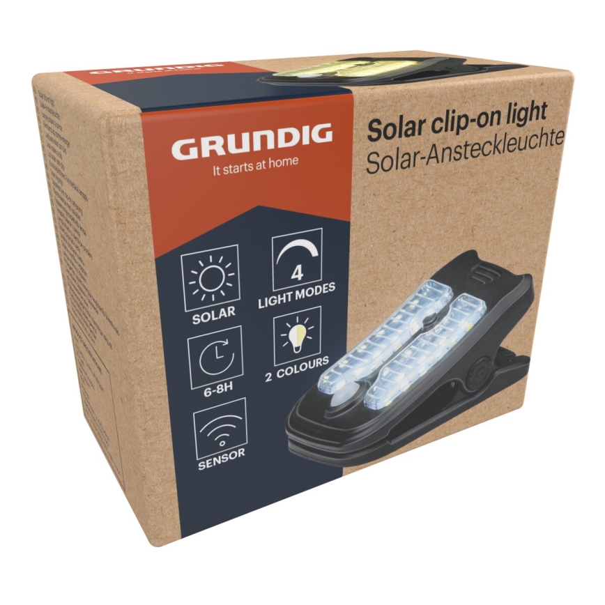 Grundig - LED Solarna svjetiljka sa senzorom CLIP-ON LED/4W/3,7V IP44