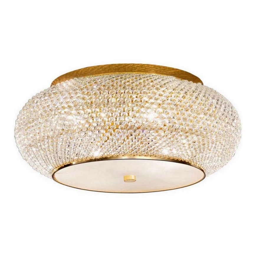 Ideal Lux - Kristalna stropna svjetiljka PASHA 10xE14/40W/230V pr. 55 cm zlatna