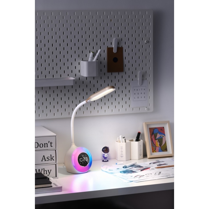 LED RGBW Prigušiva stolna lampa s budilicom FALCON LED/10W/12V