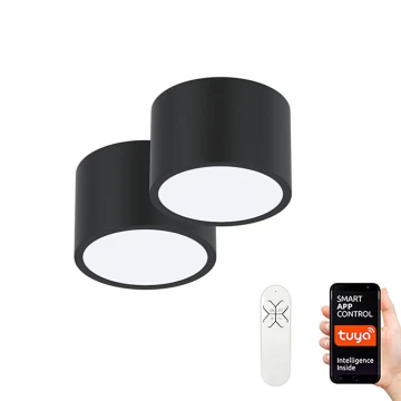 Immax Neo 07023L-15BD - Set 2x LED Prigušiva stropna svjetiljka RONDATE crna 2xLED/12W/230V + daljinski upravljač Tuya