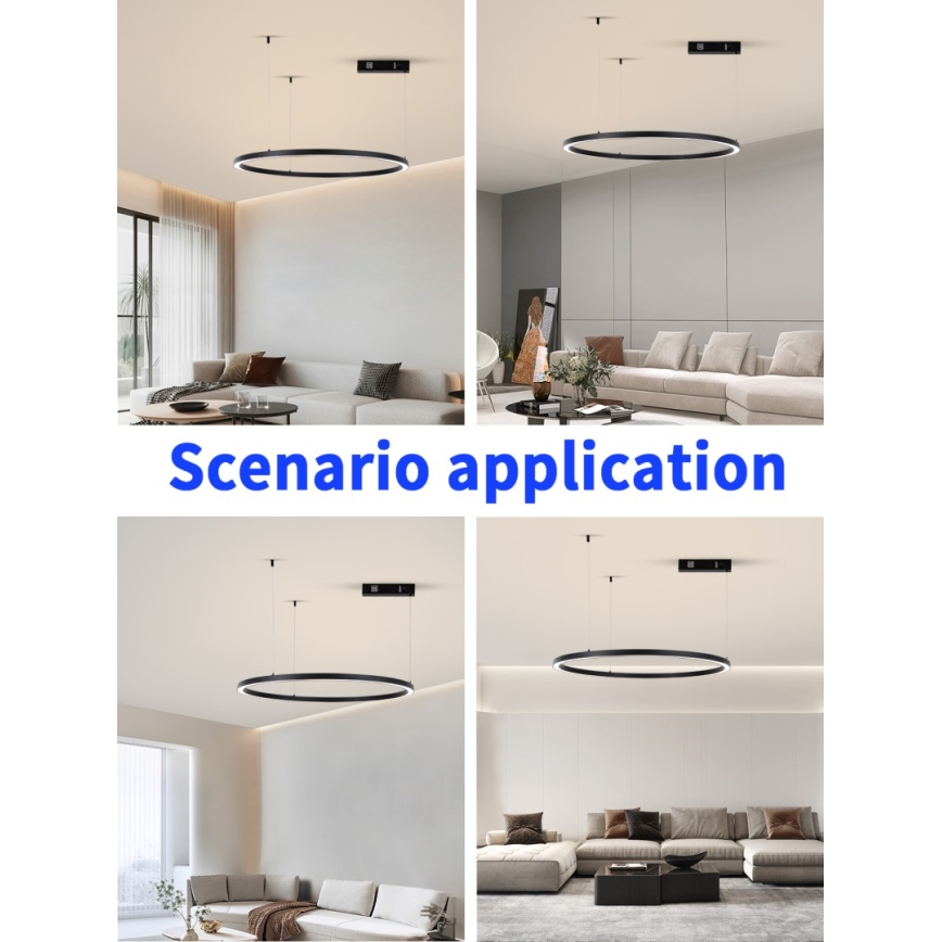 Immax NEO 07215L - LED Prigušivi luster na sajli FINO LED/60W/230V 80 cm crna Tuya + daljinski upravljač