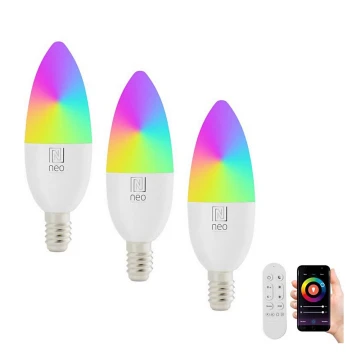 Immax NEO 07716CDO - SET 3x LED RGB+CCT Prigušiva žarulja E14/6W/230V Wi-Fi Tuya + daljinski upravljač