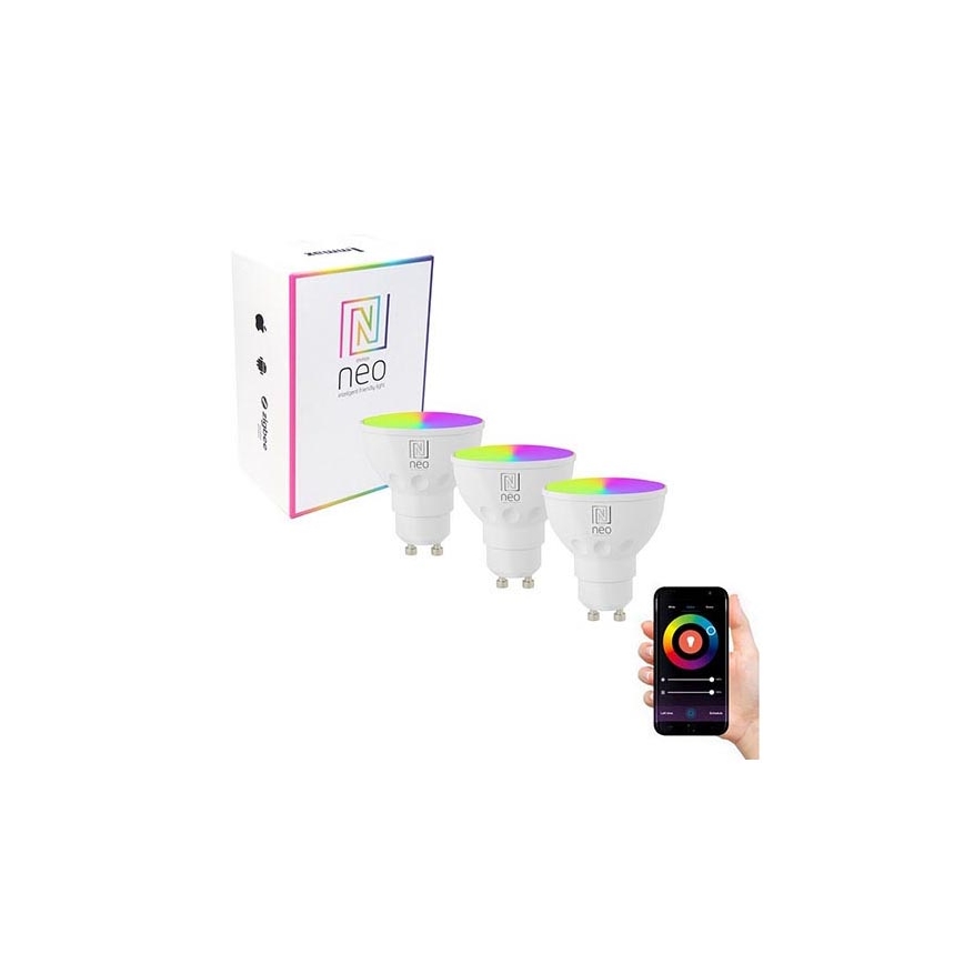 Immax NEO 07724C - SET 3x LED RGB+CCT Prigušiva žarulja GU10/6W/230V 2700K Wi-Fi Tuya