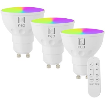 Immax NEO 07724CDO - SET 3x LED RGB+CCT Prigušiva žarulja GU10/6W/230V 2700-6500K Wi-Fi Tuya + daljinski upravljač