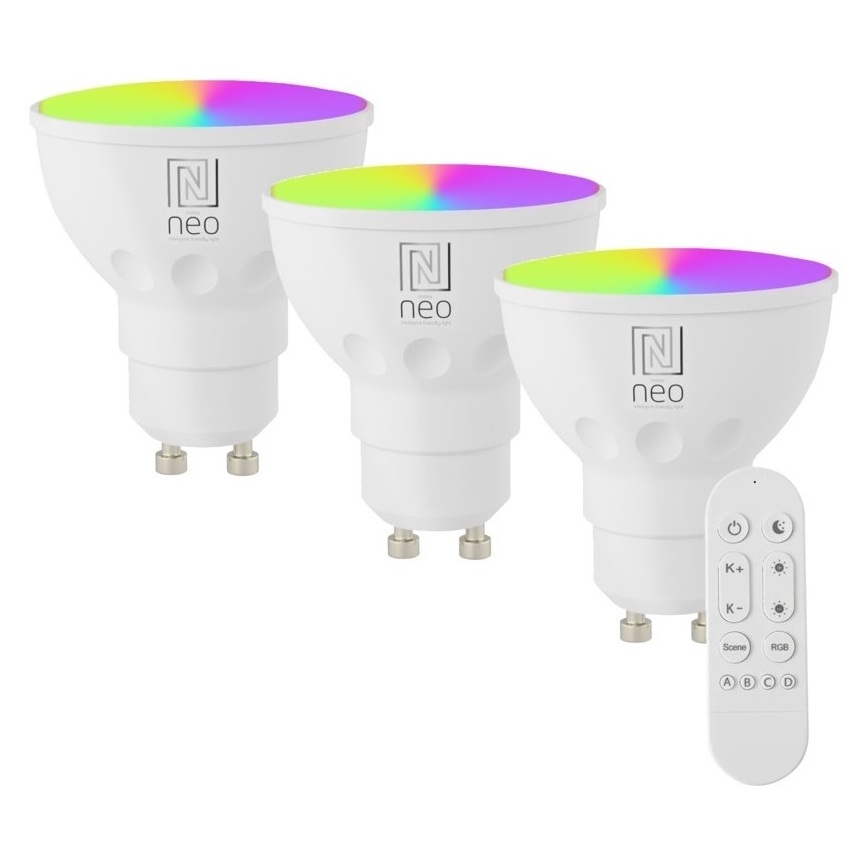 Immax NEO 07724CDO - SET 3x LED RGB+CCT Prigušiva žarulja GU10/6W/230V 2700-6500K Wi-Fi Tuya + daljinski upravljač