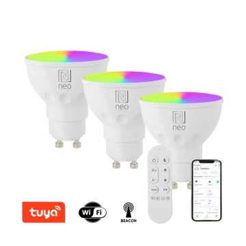 Immax NEO 07724CDO - SET 3x LED RGB+CCT Prigušiva žarulja GU10/6W/230V 2700-6500K Wi-Fi Tuya + daljinski upravljač