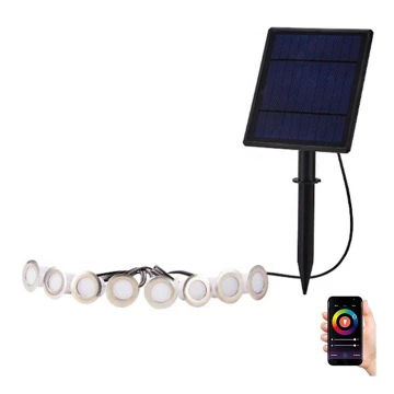 Immax NEO 07905L - LED RGB Prigušiva solarna svjetiljka ESTRELAS 8xLED/0,25W/5V IP65 Tuya