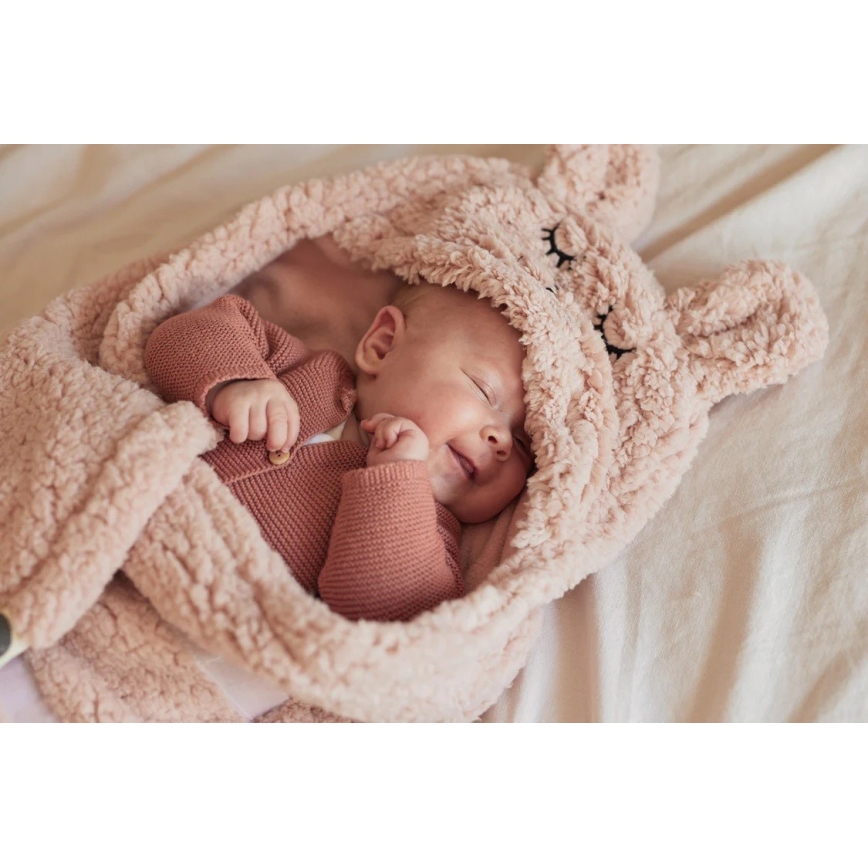 Jollein - Jastuk za nošenje bebe fleece Zečić 100x105 cm Pale Pink