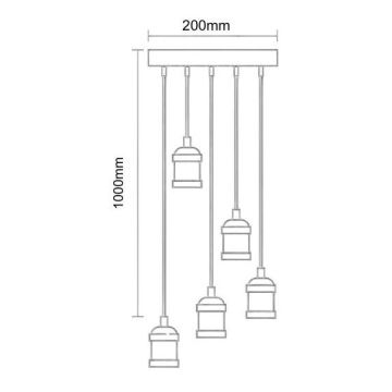 Kabel za napajanje 5xE27/60W/230V bronca