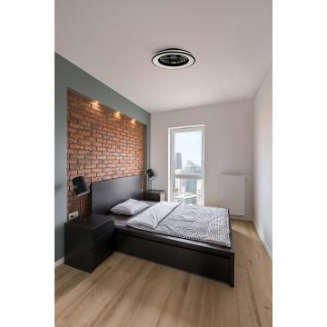 LED Prigušiva stropna svjetiljka s ventilatorom PLAVE 48W/230V 3000/4000/6500K + daljinski upravljač