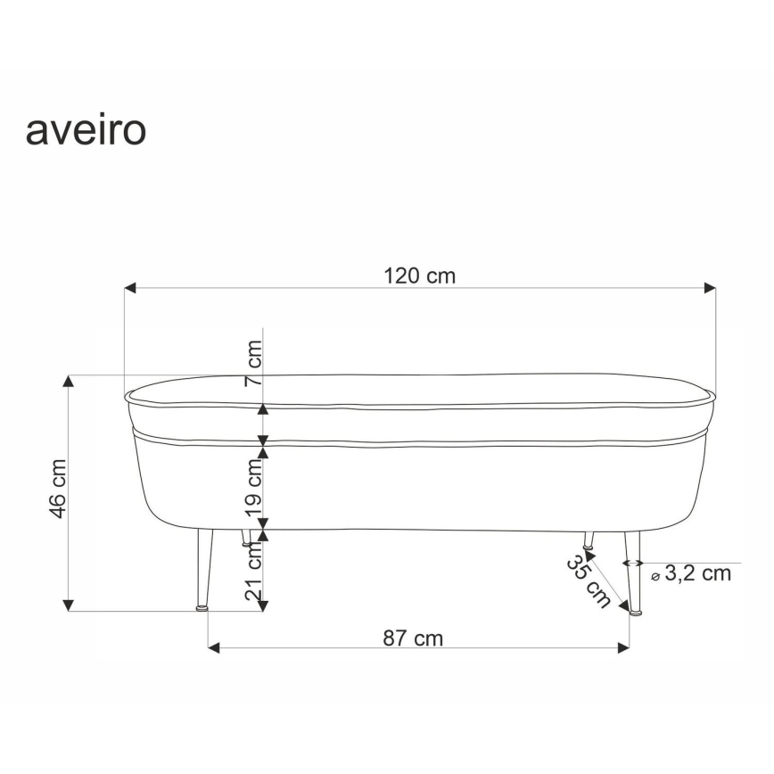 Klupa sa skladišnim prostorom AVEIRO 46x120 cm bijela