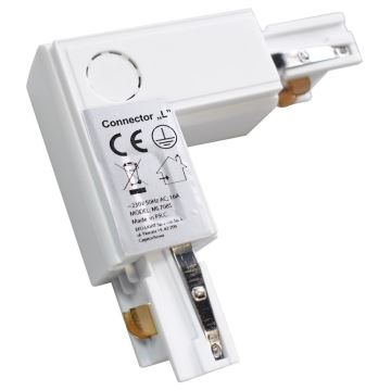 Konektor za svjetiljke u tračnom sustavu 3-fazni TRACK bijela tip L