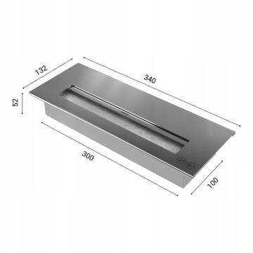 Kratki - Ugradbeni BIO kamin 65x180 cm 3x2,5kW krom