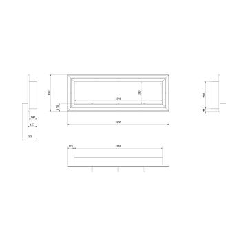 Kratki - Ugradbeni BIO kamin 65x180 cm 3x2,5kW krom