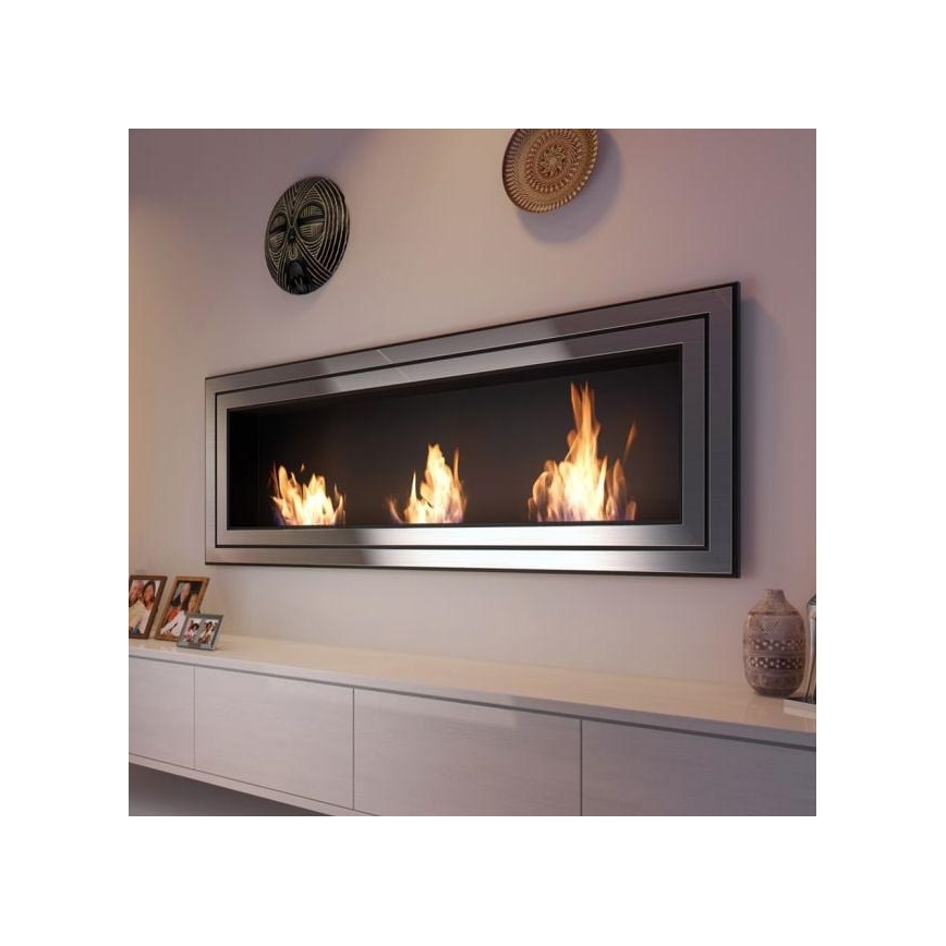 Kratki - Ugradbeni BIO kamin 65x180 cm 3x2,5kW krom