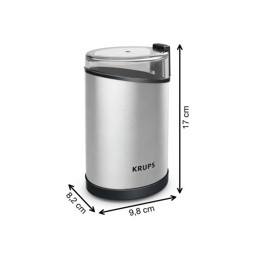 Krups - Električni mlinac za kavu 85g FAST-TOUCH 200W/230V krom