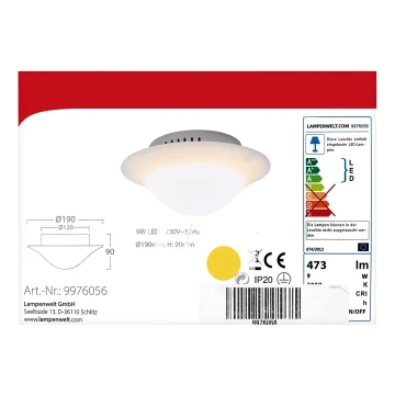 Lampenwelt - LED Stropna svjetiljka LED/9W/230V