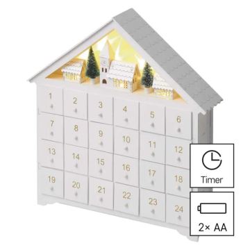 LED Adventski kalendar 8xLED/2xAA bijela